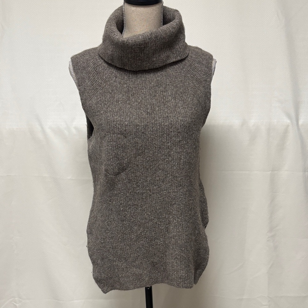 Aritzia Taupe Sleeveless Turtleneck Sweater